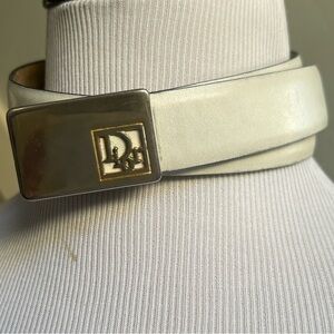 Vintage Dior Cream Belt with Gold Buckle